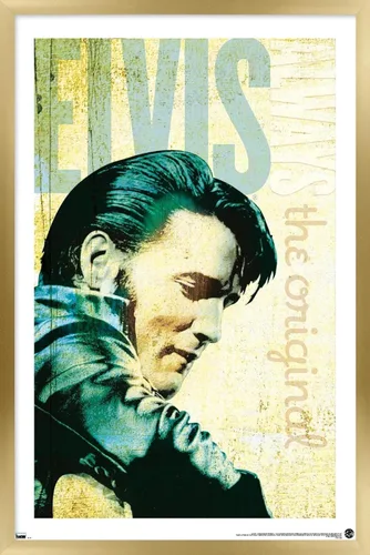 Vista 15 de Trends International Elvis Presley - Póster de pared original, 34 pulgadas de largo x 22.4 pulgadas, versión enmarcada en caoba Versión enmarcada