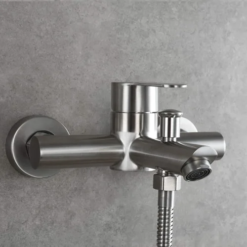 Vista 2 de CIENCIA SNA516 - Grifo de ducha de baño de acero inoxidable montado en pared, níquel cepillado, SNA516