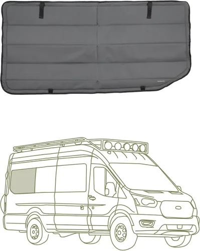 Vista 3 de Cubierta opaca aislante para ventana diseñada para Ford Transit alto/medio, borde de plástico completo de 130 pulgadas de longitud, ventana trasera