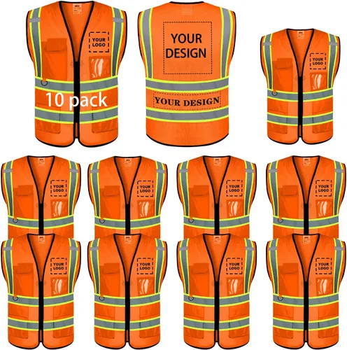Vista 23 de BeautyWill Chaleco de seguridad personalizado con logotipo Clase 2 Chaleco reflectante de alta visibilidad Chaleco de trabajo protector