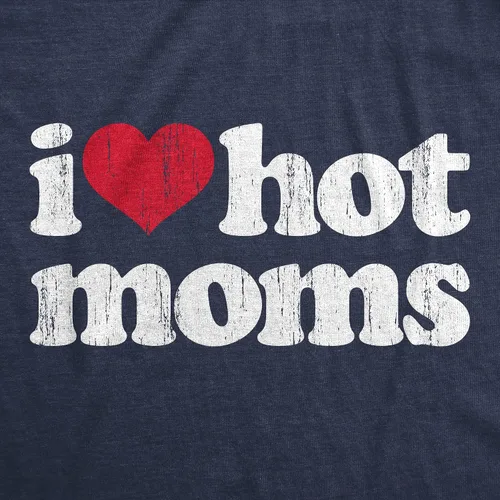 Vista 2 de Camiseta para hombre con texto I Heart Hot Moms, divertida camiseta sarcástica para coquetear con madres, Azul marino (Heather Navy)