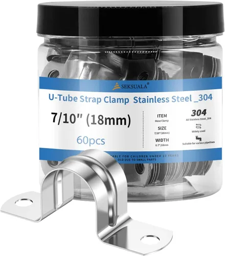 Vista 16 de 24 Piezas Abrazaderas de Conducto de Acero Inoxidable 304 de 1 1/4 Pulgadas (32mm), Abrazadera de Correa de Tubo en U de 2 Agujeros Soporte en U