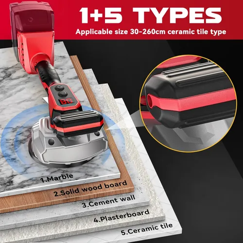 Vista 3 de Ecarke - Herramienta de vibración inalámbrica para azulejos compatible con Milwaukee de 18 V, vibrador portátil de azulejos con ventosa de 8