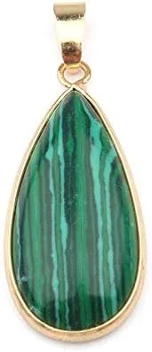 Vista 6 de LE SKY Colgantes de piedra natural colgantes de gota de agua con borde dorado encanto para la fabricación de joyas 3 piezas, Piedra Piedra Ágata
