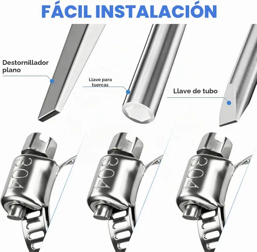Vista 4 de TICONN - Juego de 20 abrazaderas de manguera, abrazaderas de manguera de tornillo sin fin de acero inoxidable 304 de 1/4 a 7/16 pulgadas