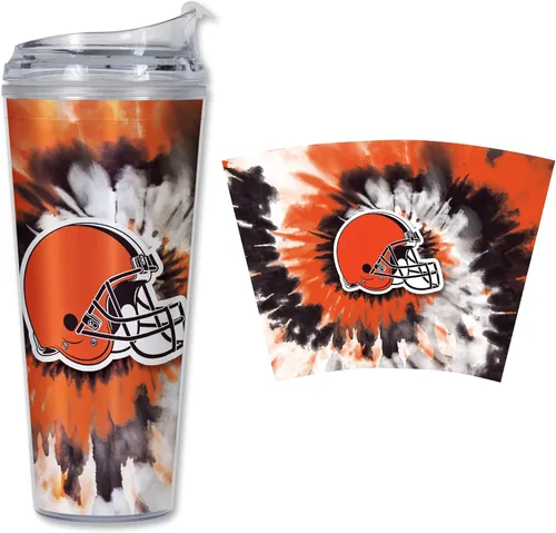 Vista 12 de Rico Industries NFL Football Glitter 24 onzas Vaso de purpurina acrílico con tapa con bisagra, Vaso de doble pared oficialmente licenciado con pajita