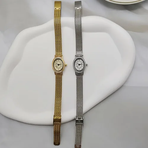 Vista 6 de Reloj ovalado vintage para mujer, de lujo, esfera ultrafina, de acero inoxidable, resistente al agua