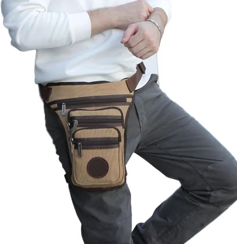Vista 4 de Drop Leg Bag Military Tactical Motorcycle Ride Crossbody Backpack Cross Outdoor Bike Cycling Hiking Thigh Bag Waist Pouch for Men Khaki