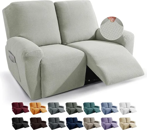 Vista 37 de JIVINER Fundas de sofá reclinable de 8 piezas, fundas elásticas de jacquard para sofá reclinable, fundas para sala de estar, protector suave de 3