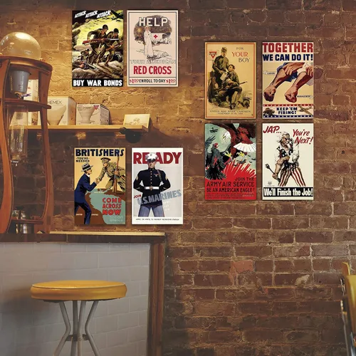 Vista 4 de Pósters vintage de la Primera Guerra Mundial - Arte de propaganda y reclutamiento - Paquete de 12 por HK Studio