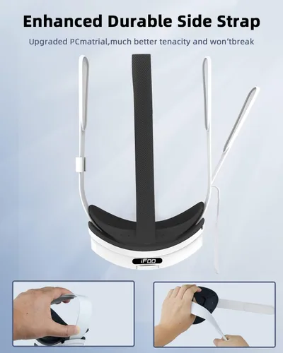 Vista 6 de Correa para la cabeza compatible con MetaOculus Quest 2, IFoo ligera y ajustable Quest 2, correa de repuesto para correa Elite, soporte mejorado