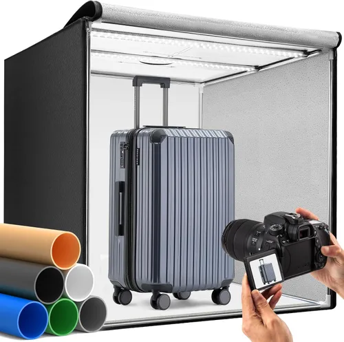 Vista 13 de DUCLUS Fotografía de caja de luz, caja portátil de cabina de estudio fotográfico, 10 "x 10" Mini tiendas de campaña de tiro profesional con 104