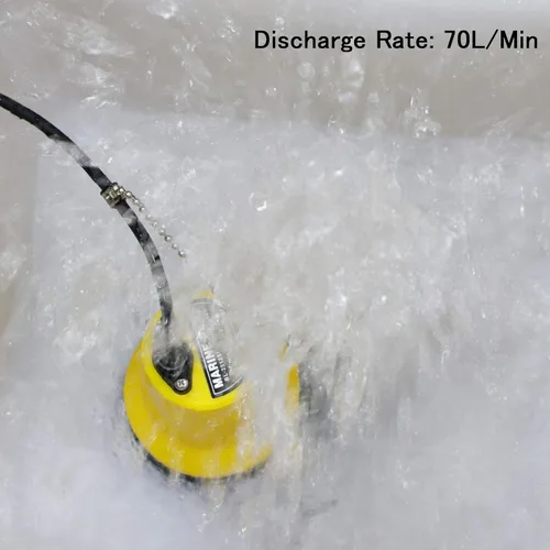 Vista 4 de Sutekus Bomba sumergible pequeña 12V para bombear y drenar agua de mar Tarifa máxima de descarga 70 l/min