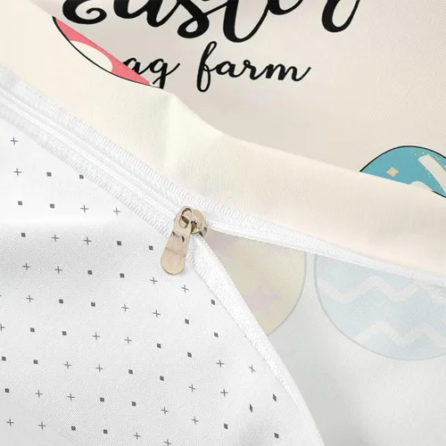 Vista 6 de jejeloiu Juego de ropa de cama de Pascua para niñas y niños, huevos de Pascua, juego de funda de edredón decorativa colorida para el día de Pascua