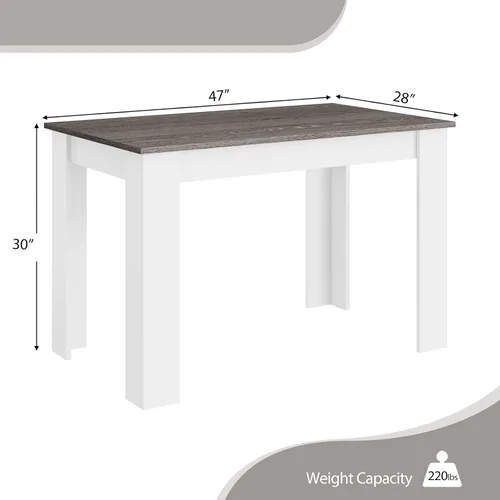 Vista 3 de Giantex Mesa de comedor de madera, mesa de cocina moderna para 4, mesa de comedor rectangular para cocina, comedor, sala de estar, muebles