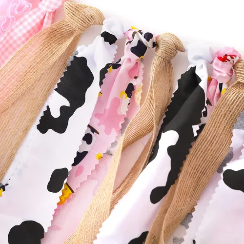 Vista 6 de Banner para silla alta de Cowgirl One – Decoración de cumpleaños de fiesta de vaquera, pancarta para silla de bebé, fondo de fotos de pastel