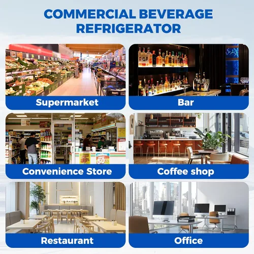 Vista 9 de Refrigeradores comerciales Bluelinecool 9 pies cúbicos verticales para exhibición, enfriador de bebidas con puerta de vidrio y luz LED, estantes