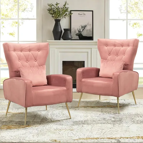 Vista 40 de Silla decorativa de terciopelo con respaldo abatible y cojín lumbar, sillón moderno para sala de estar/dormitorio, silla lateral de recepción