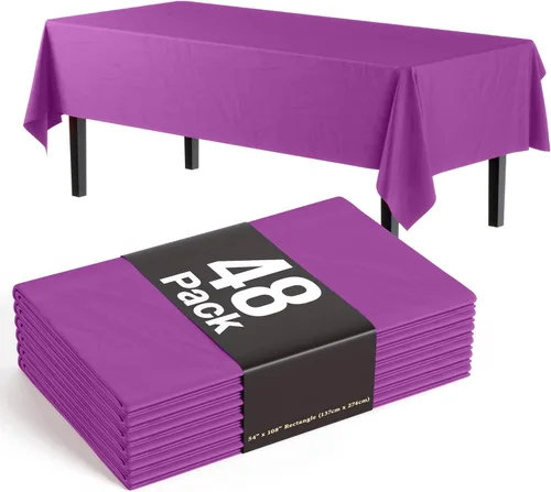 Vista 55 de Exquisite Mantel rectangular negro de 54 x 108 pulgadas, paquete de 48