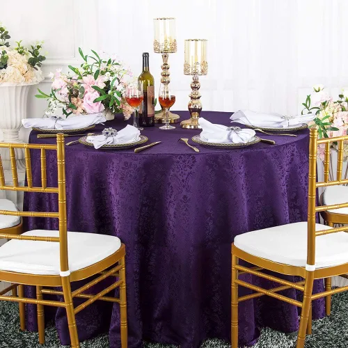 Vista 3 de Manteles redondos de poliéster damasco de jacquard marqués de 90 pulgadas para restaurante, cocina, comedor, boda, fiesta, banquete, eventos