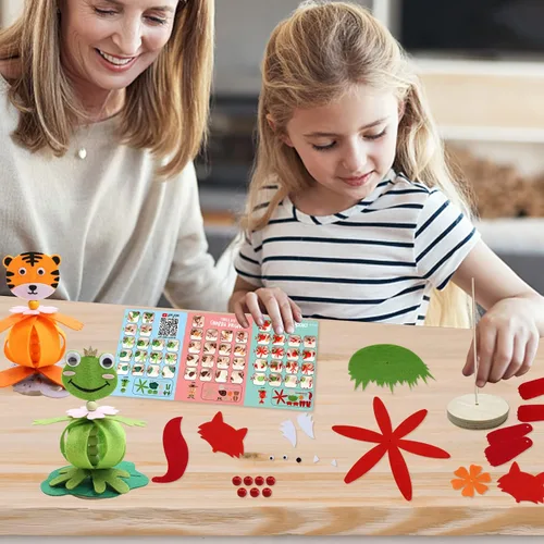 Vista 3 de Kits de manualidades Coola para niños de fieltro Animales pequeños para niños - Pack de 6 Arte y manualidades DIY Juguetes educativos tempranos