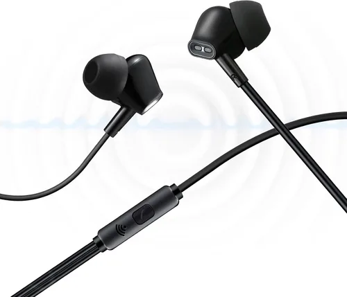 Vista 7 de Aylaa Auriculares con cable para la escuela con micrófono, aislamiento de ruido, auriculares estéreo de graves intrauditivos, para teléfonos Negro