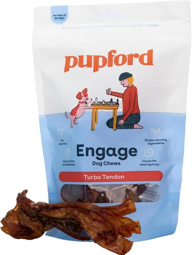 Vista 9 de Pupford Masticables de tendón de carne estándar para perros y cachorros, masticables totalmente naturales con glucosamina para la salud