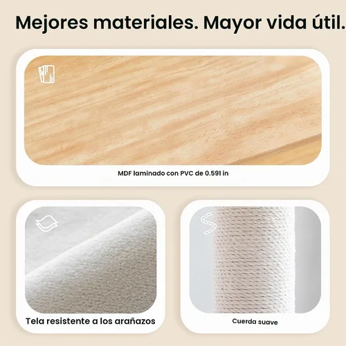 Vista 9 de Árbol para gatos moderno de 64 pulgadas, torre para gatos de interior con varios niveles, con 7 postes rascadores completamente envueltos, 2 Marrón