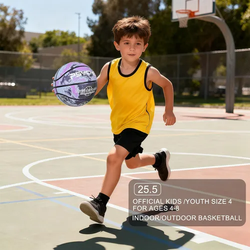 Vista 3 de Baloncesto para niños y jóvenes, tamaño 4/5 (25.5/27.5 pulgadas), baloncesto de goma de alta calidad para niños y niñas, juegos de piscina