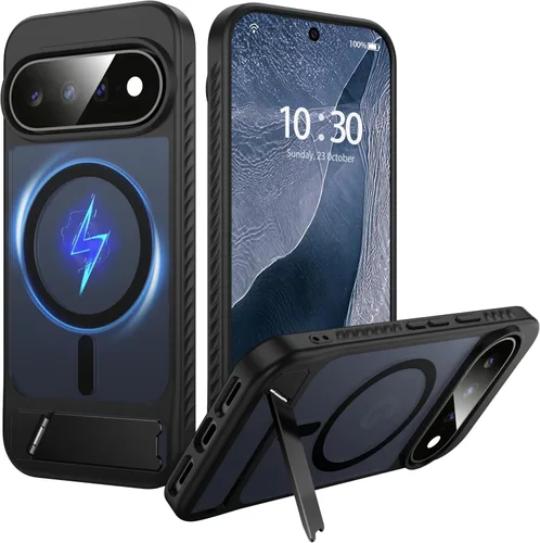 Vista 43 de Funda Magnética NO.1 para Google Pixel 7a Case [Compatible con MagSafe][Anti-Huellas][Ajuste Delgado][Resistente a Golpes Militar] Cubierta de Negro