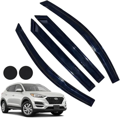 Vista 25 de Protectores de lluvia para Mazda 3 Hatchback 2010-2013, deflectores de ventana lateral con cinta adhesiva para Mazda 3 Hatchback, viseras de ventana