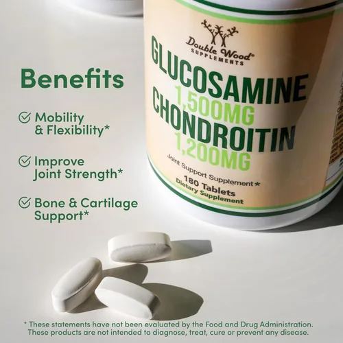 Vista 3 de Glucosamina condroitina triple fuerza (1,500 mg de sulfato de glucosamina, 1,200 mg de condroitina) 180 tabletas, suministro para dos meses