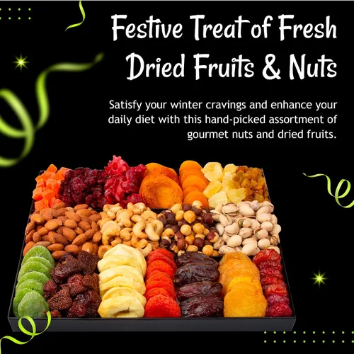 Vista 5 de Oh! Nuts Canasta de regalo de frutas secas y nueces - XL 18 variedades de frutas y nueces gourmet surtidas - Caja de regalo para las fiestas - Caja