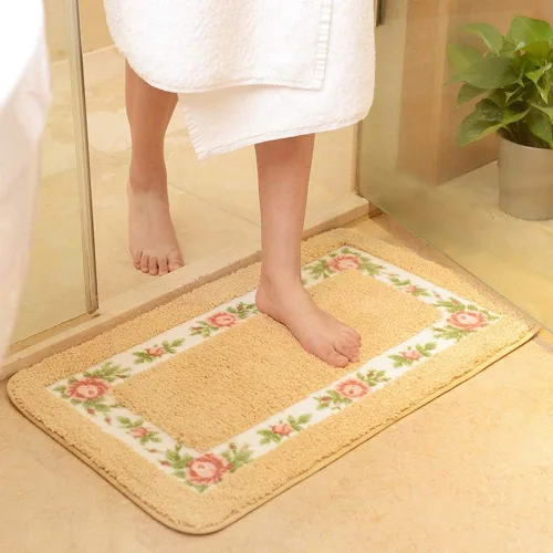 Vista 15 de vctops Elegante tapete de baño con diseño de rosas y flores, tapete de bienvenida para cocina, suave, antideslizante, absorbente, color rosa, 31 x
