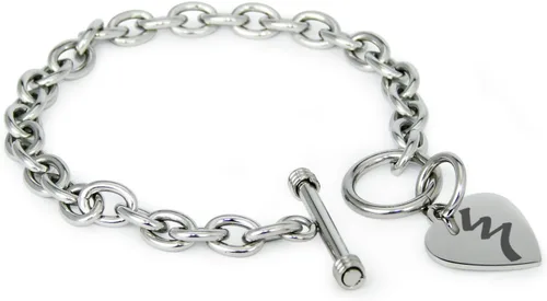 Vista 35 de Pulsera y Collar con Dijes de Símbolos de Corazón de Acero Inoxidable Solo pulsera de plata