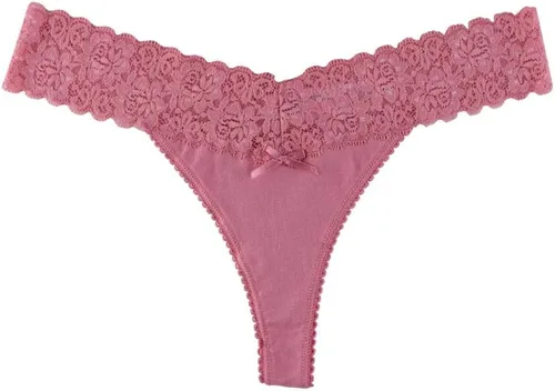 Vista 4 de Tangas de algodón para mujer, variedad de tangas con ribete de encaje, paquete de 10 unidades de calzones tangas