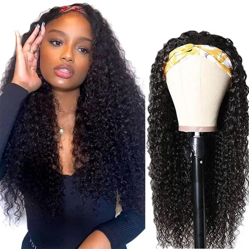 Vista 19 de Punmasa Peluca de cabello humano con diadema de onda profunda 99J de cabello humano para mujer, sin pegamento, sin encaje frontal, hecha a máquina