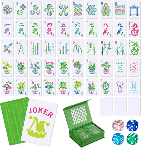 Vista 14 de Soulchen Juego de tarjetas de Mahjong americano de PVC de 168 piezas Boho
