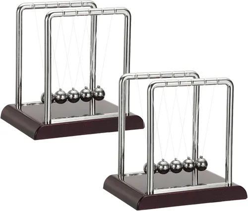 Vista 7 de PATIKIL Paquete de 2 cradle Newtons, péndulo de cuna de Newton, 5 bolas de equilibrio, juguetes de escritorio, bola de gravedad, divertida