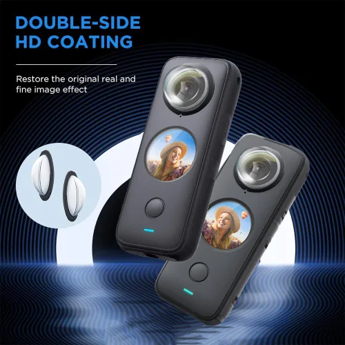 Vista 5 de Protector de lente para Insta360 X2, protector de lente extraíble de policarbonato para accesorios Insta 360 X2 (2 juegos - 4 piezas)