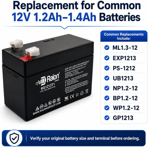 Vista 4 de Raion Power - Batería AGM SLA de 12 V 1.3 Ah, terminal F1 - Reemplazo para puertas de mascotas de alta tecnología, ML1.3-12, EXP1213, B3V1A