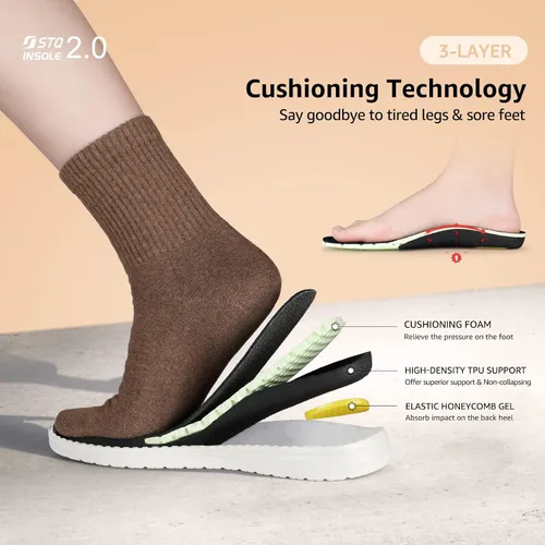 Vista 6 de STQ Mocasines con cordones para mujer, ortopédicos, cómodos, ultraligeros, informales, con soporte para el arte