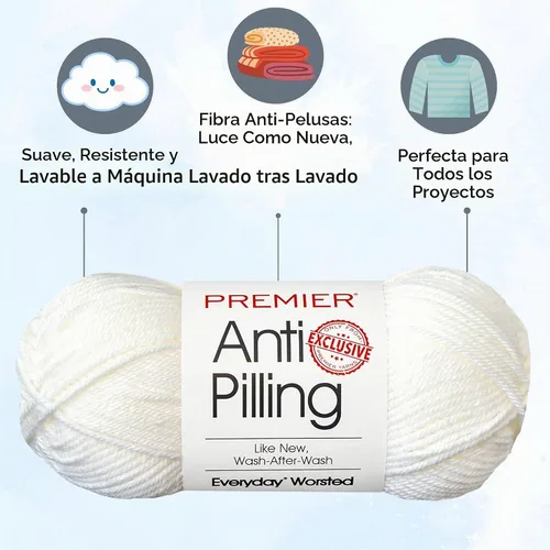 Vista 2 de Premier Yarns Antibolitas para todos los días Blancanieves 100-1 Dn100-1-Snow-White