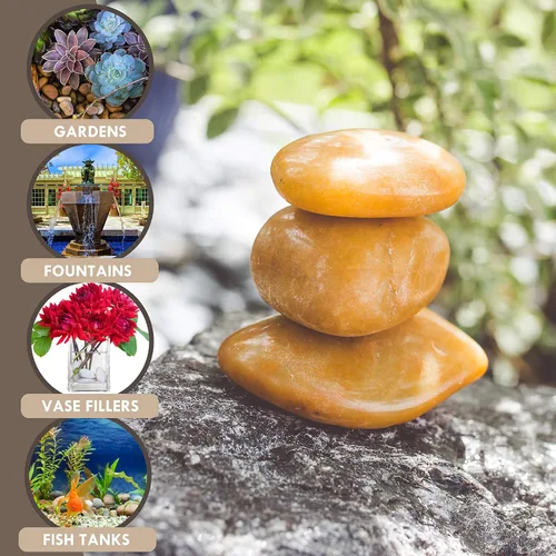 Vista 5 de 5 libras aprox. 130 piedras de río para plantas, piedras pulidas decorativas naturales para macetas, rocas suculentas, grava de acuario