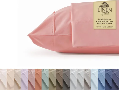 Vista 48 de Fundas de almohada 100% algodón percal con encaje fluer tamaño Queen/estándar, color blanco, 2 piezas de fundas de almohada, ropa de cama fuerte