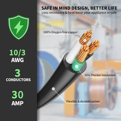 Vista 3 de POWGRN Cable adaptador RV de 50 amperios a 30 amperios de 12 pulgadas Verde