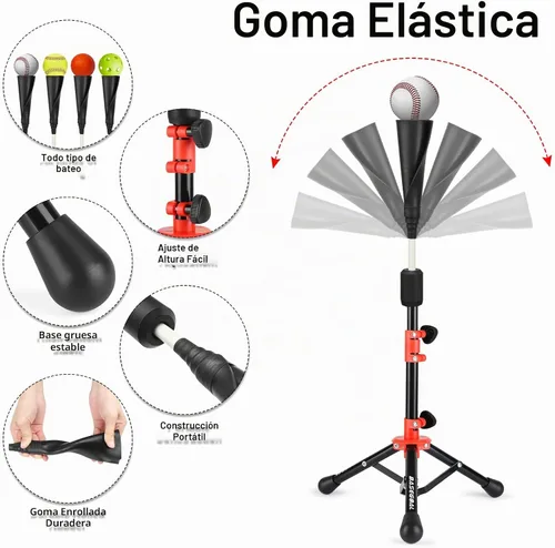 Vista 2 de BaseGoal Camiseta de Bateo de Béisbol para Niños, Tee de Bateo, Tee de Sóftbol, Tee de Bateo para Jóvenes, Tee de Teeball, Tee de Viaje, Altura
