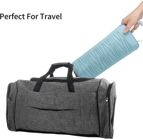Vista 7 de Alfombrilla de silicona resistente al calor con bolsa para herramientas de peinado del cabello, 1 unidad, gris, silicona, plana, cabello seco, 11 x