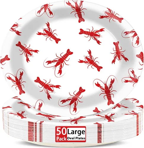 Vista 13 de Qyeahkj 50 piezas de platos de papel ovalados de surf de verano grandes de 11" para decoración de fiesta temática de playa desechable suministros