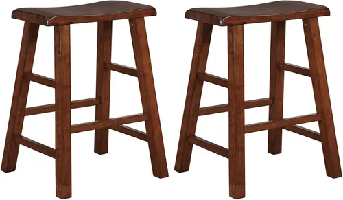 Vista 11 de eHemco Taburetes de cocina con asiento de sillín de madera maciza, 24 pulgadas, color negro